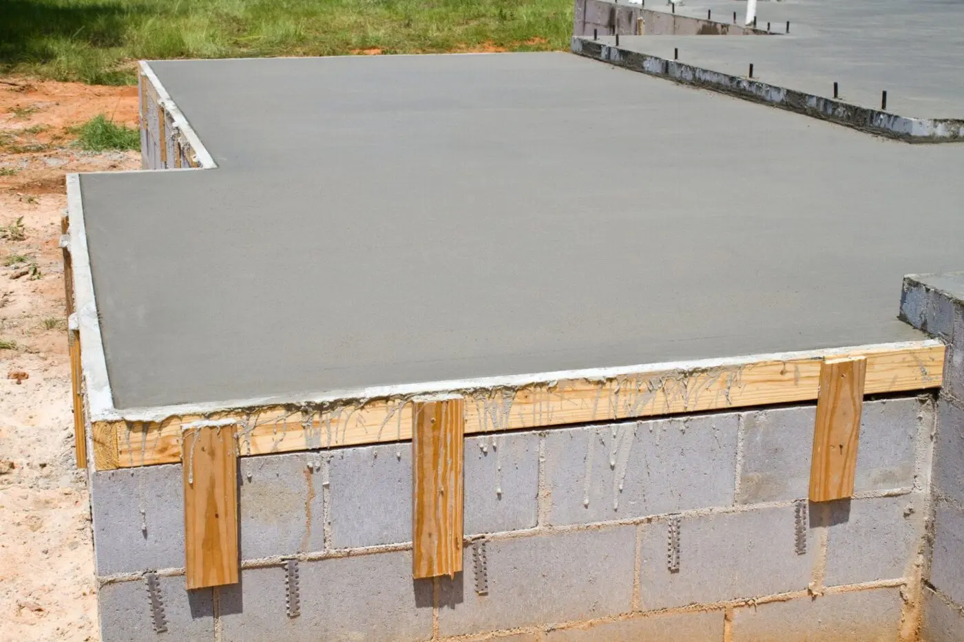 a wet concrete mix sitting in the frame